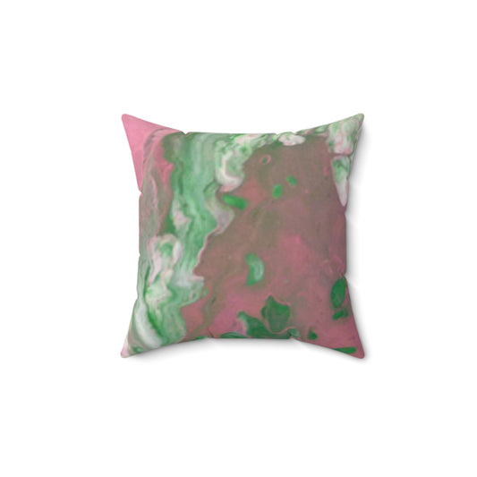 Pink & Green by Miel - Spun Polyester Square Pillow