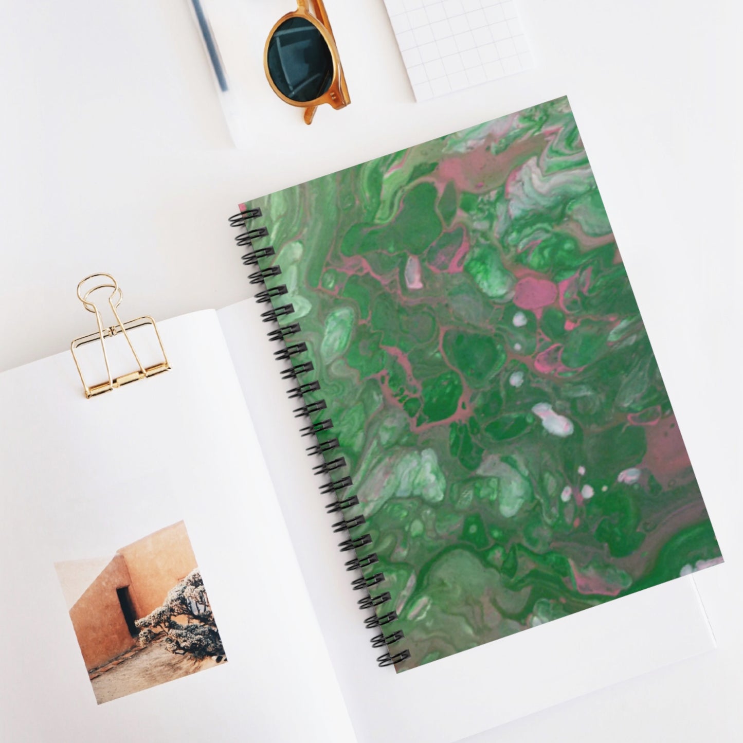 Pink & Green by Miel - Spiral Notebook - Ruled Line